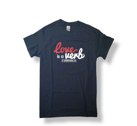 Love is a Verb Glitter T-Shirt (Black)