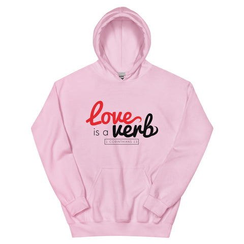 Love is a Verb Hoodie (Pink)