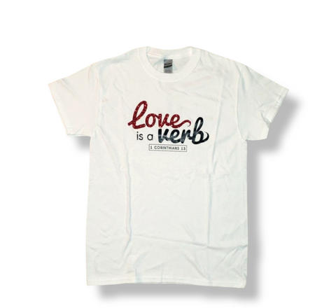 Love is a Verb Glitter T-Shirt (White)