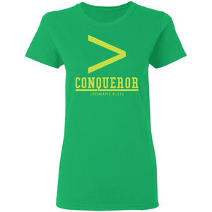 More Than a Conqueror (Green + Neon Yellow) Ladies T-Shirt