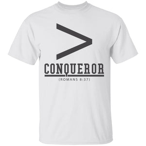 More Than a Conqueror (White + Charcoal Gray) T-Shirt