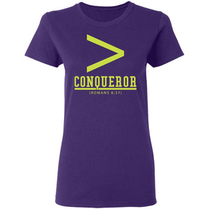 More Than a Conqueror (Purple + Neon Yellow) Ladies T-Shirt
