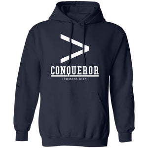 More Than a Conqueror Navy Blue (White) Hoodie