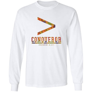 More Than More Than a Conqueror White (Kente) LS T-Shirt