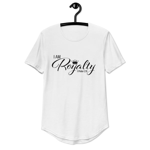 I AM Royalty (White/ Black Curved Hem T-Shirt)