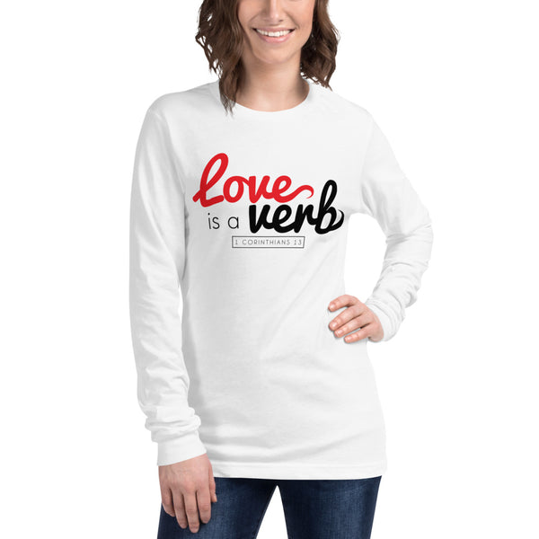 Love is a Verb Long Sleeve T-Shirt (White)