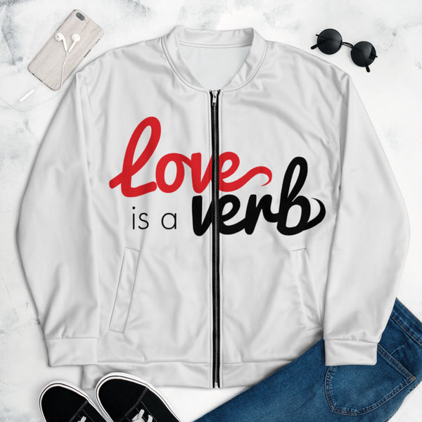 Love is a Verb Bomber Jacket (White)