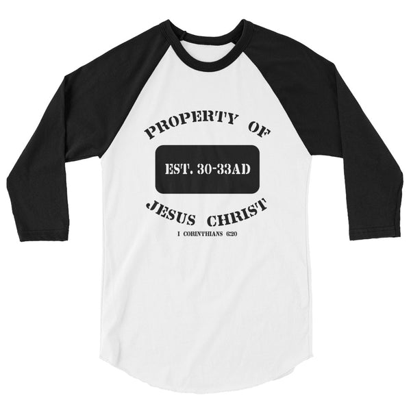 Property of Christ Raglan T-Shirt (White+Black)